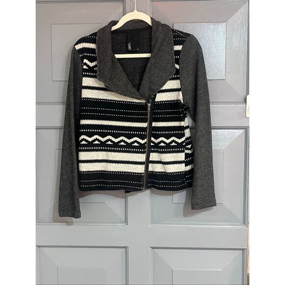 Anthropologie Dolan BlackLetter Aztec Print Asymmetrical Zipper Sweater - Picture 2 of 7